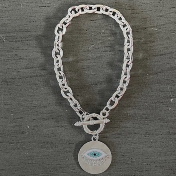 Princess Accessories Jewelry - 1/$5 or 3/$10 NWT Evil Eye Blue Silver Crystal Charm Chain Link Bracelet.